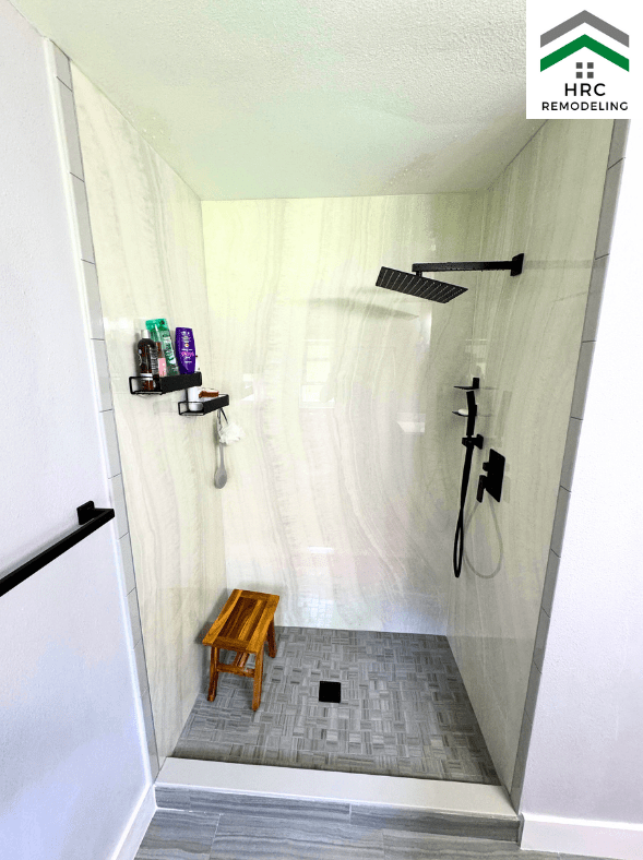 porcelain panel shower remodel