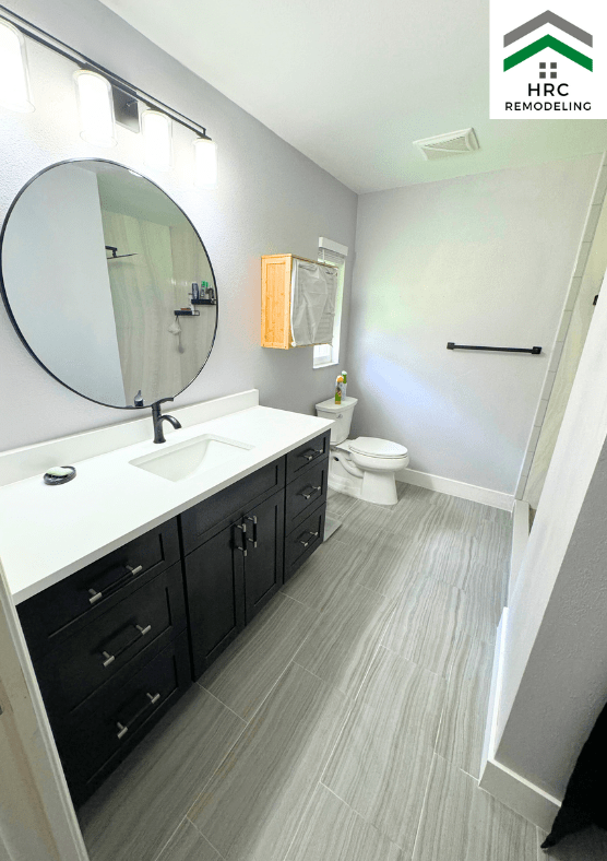 single sink vanity round mirror