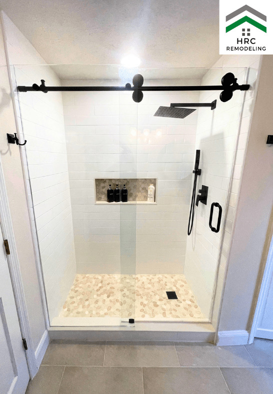 tub to shower conversions subway tile barn door