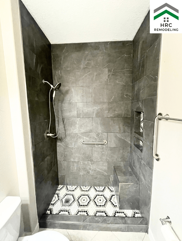 grey shower remodel