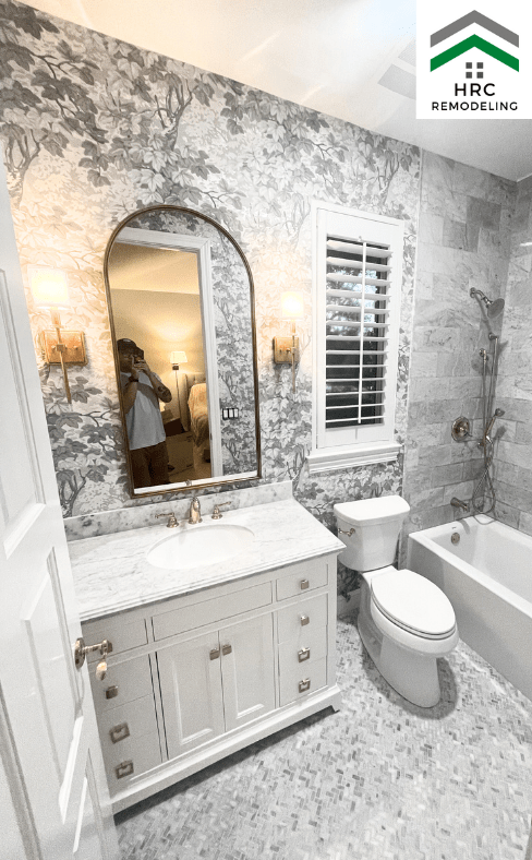 guest bathroom remodel wall paper