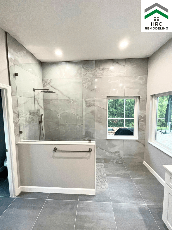 large format tiles shower walk in