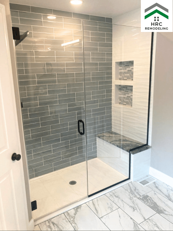 turquoise accent wall shower