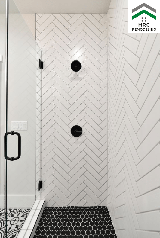 subway tiles herringbone style